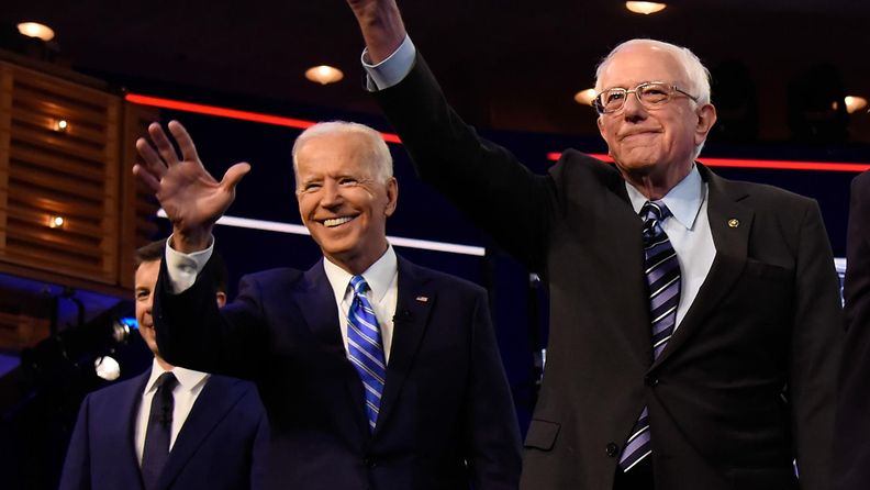 Joe Biden ja Bernie Sanders demokraattien vaaliväittely Miamissa 27.6.2019