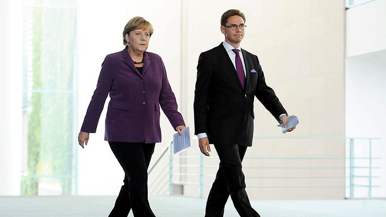 Saksan liittokansleri Angela Merkel ja pääministeri Jyrki Katainen olivat sävy sävyn.