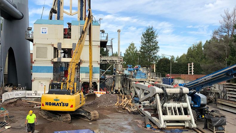Geoterminen voimalaitos, Espoo, St1, työmaa, koneet