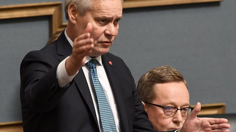 Antti Rinne vastaili kysymyksiin eduskunnan kyselytunnilla.