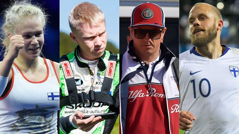 Petra Olli, Kalle Rovanperä, Kimi Räikkönen, Teemu Pukki