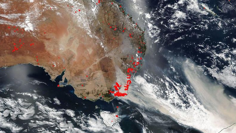 Australian maastopalot satelliittikuvassa