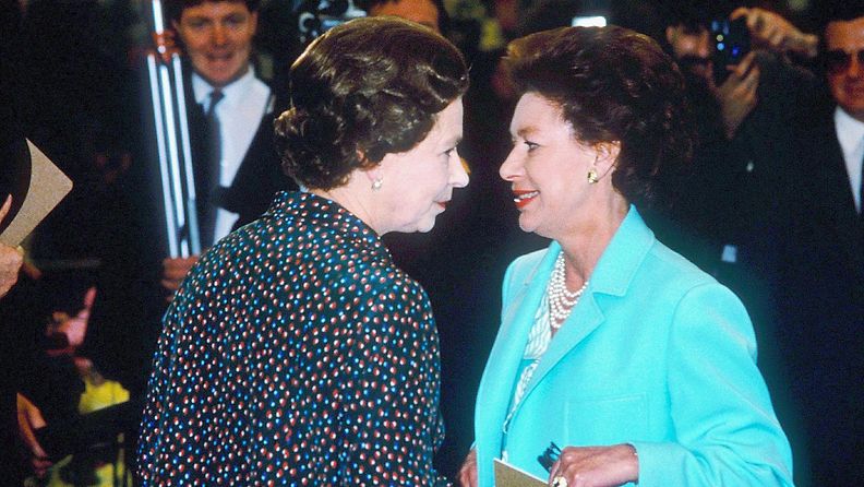 Kuningatar Elisabet ja prinsessa Margaret 1985