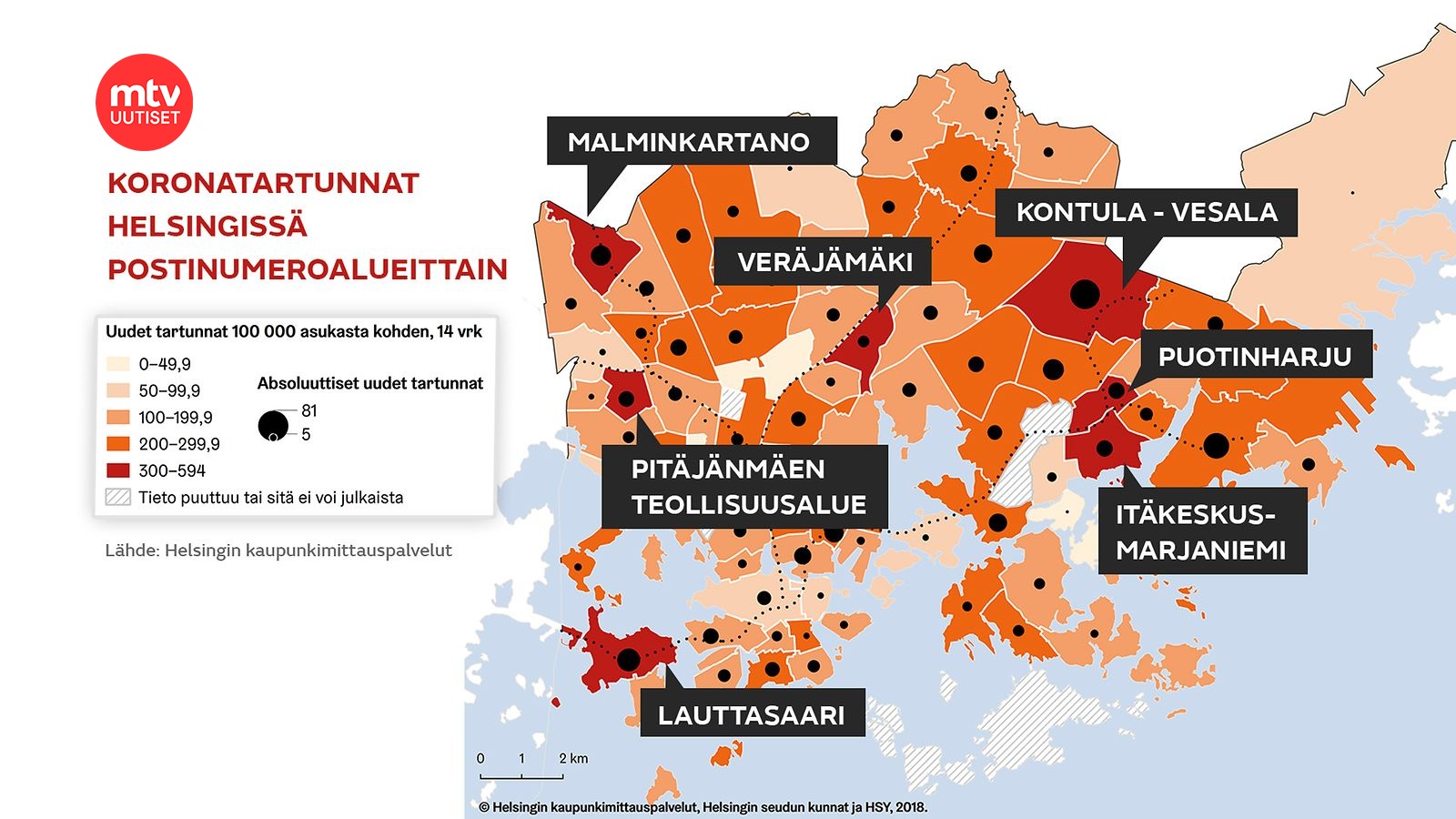 Näin korona leviää Helsingissä – tältä näyttää pääkaupungin koronakartta  juuri nyt 