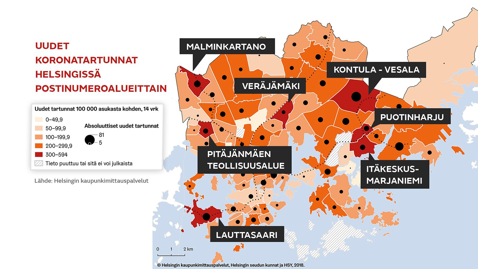 Näin korona leviää Helsingissä – tältä näyttää pääkaupungin koronakartta  juuri nyt 