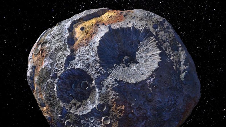 Taiteilijan näkemys 16 Psyche -asteroidista