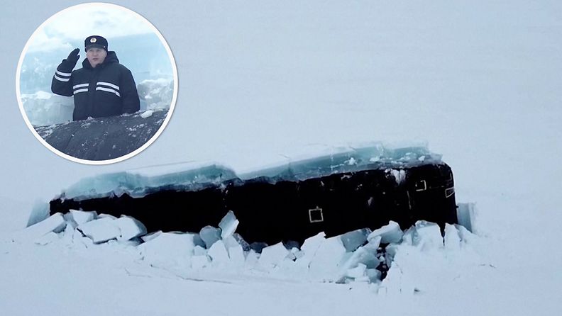 Venäläiset sukellusveneet puskivat 1,5-metrisestä jäästä läpi – videolle taltioitu tapahtuma suori-tettiin maan historiassa ensimmäistä kerran