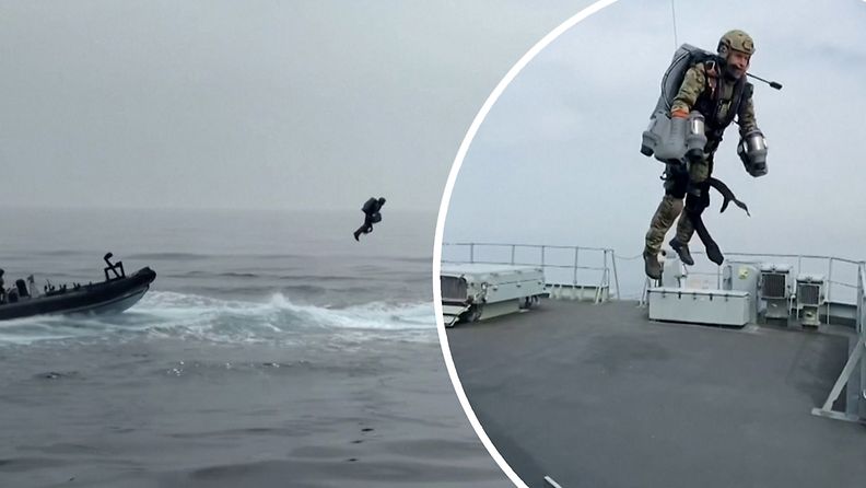 Ison-Britannian sotilas lensi suihkupuvulla ällistyttävän nopeasti kohdealukseen – merijalkaväen uudesta mullistuksesta julkaistiin video
