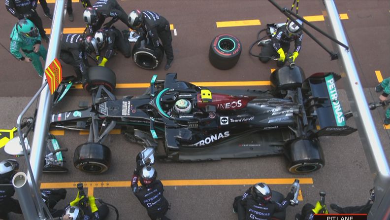 Valtteri Bottas, Mercedes, varikkostoppi, keskeytys, Monaco, 2021 (1)
