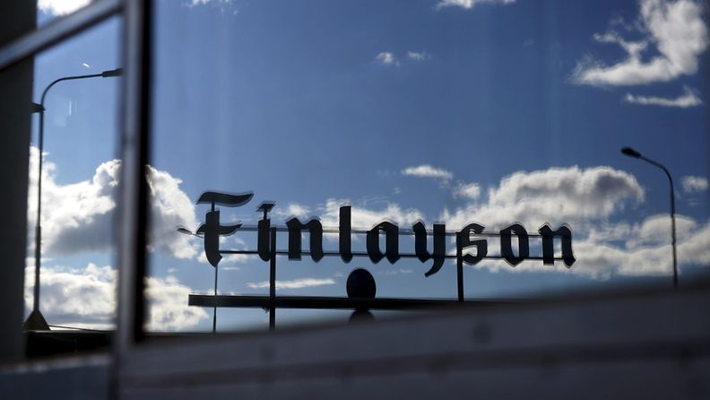 Finlaysonin logo yhtiön pääkonttorilla Helsingissä 6. huhtikuuta 2017.