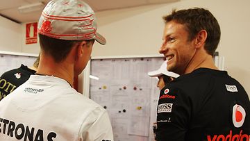 Michael Schumacher ja Jenson Button 