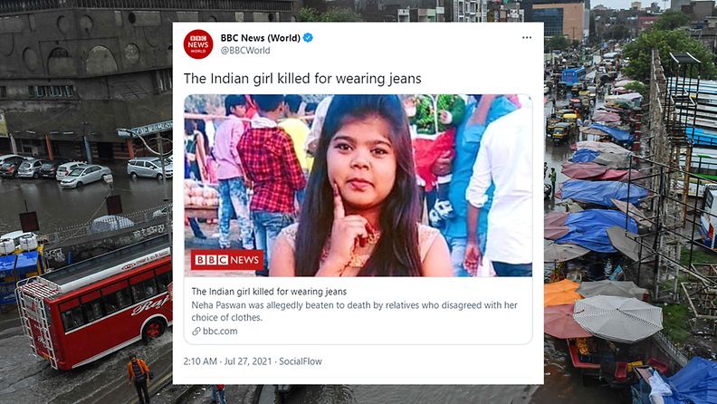 Kuvassa tapetuksi epäilty 17-vuotias intialaistyttö.