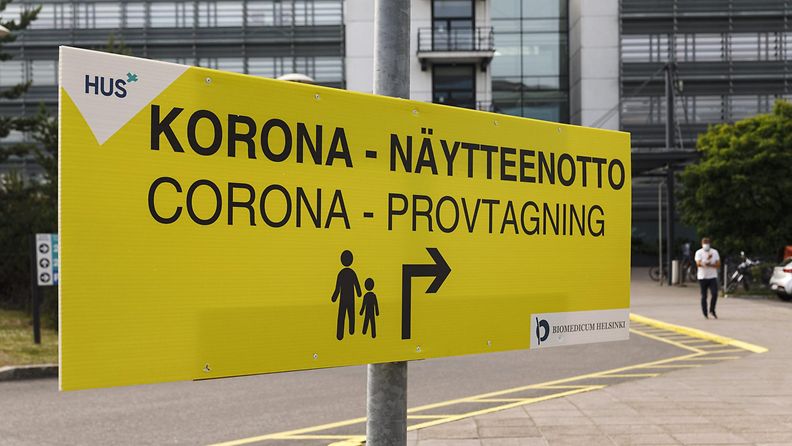 HUS Meilahden koronaviruksen näytteenottopiste Helsingissä.