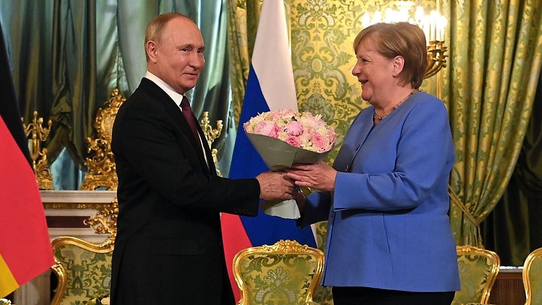 Angela Merkel tapasi Venäjän presidentti Vladimir Putinin valtiovierailulla 20. elokuuta 2021.