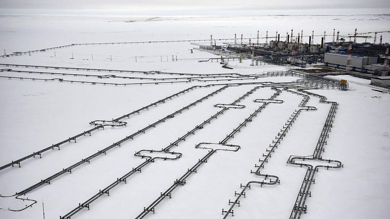 Bovanenkovon kaasukenttä Jamalin niemimaalla Siperiassa.