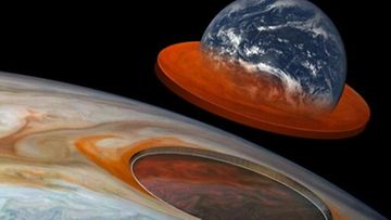 Jupiterin suuren punaisen pisteen mittakaava