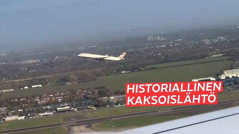 Lontoon lentokentällä nähtiin ennennäkemätön suoritus – katso, kuinka kaksi lentokonetta nousivat samanaikaisesti ilmaan