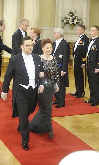 Jyrki Kasvi ja hänen vaimonsa Maria Boman Itsenäisyyspäivän vastaanotolla vuonna 2008.