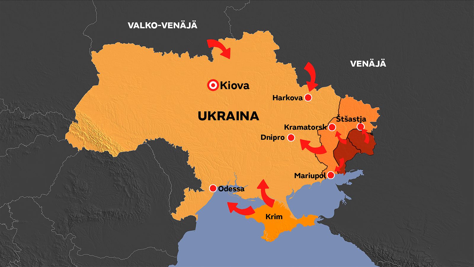 Venäjä iski kaikkiin Ukrainan suuriin kaupunkeihin – näin hyökkäys on  edennyt 