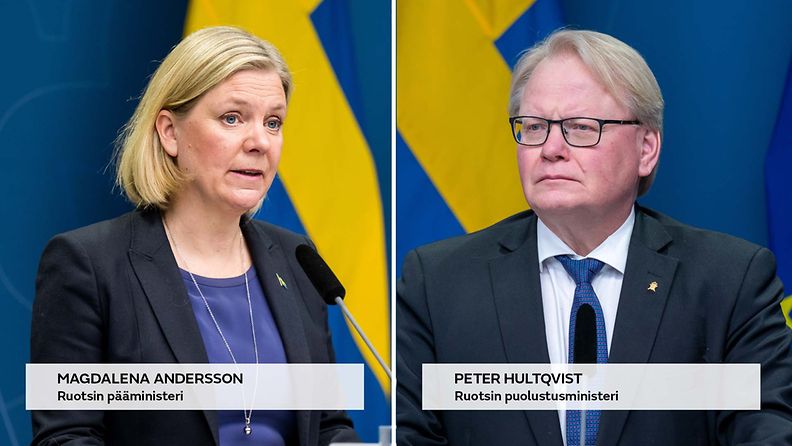Ruotsin pääministeri Magdalena Andersson ja Ruotsin puolustusministeri Peter Hultqvist