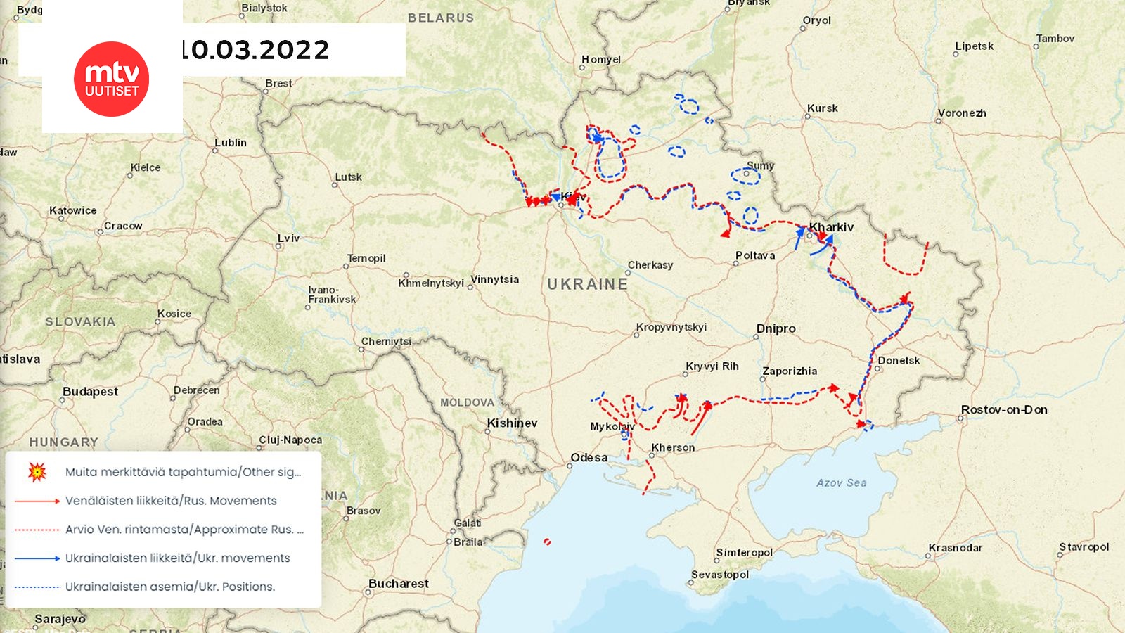 Suomalaisten kartat päivittävät, miten Ukrainan sota etenee 