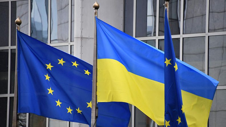 LK EU:n lippu ja Ukrainan lippu
