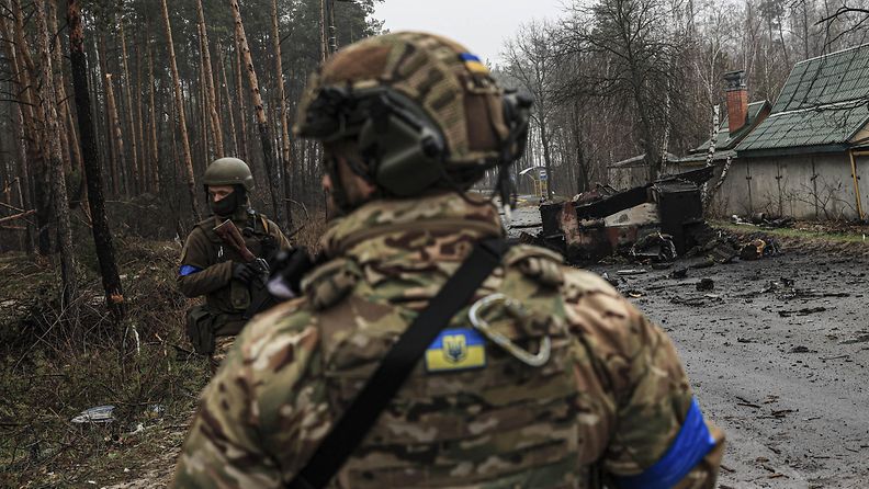 Sotilaita Irpinissä Ukrainassa huhtikuussa 2022.
