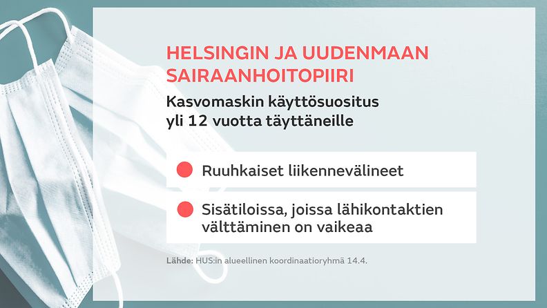 Helsingin ja Uudenmaan sairaanhoitopiiri maskien käyttösuositus
