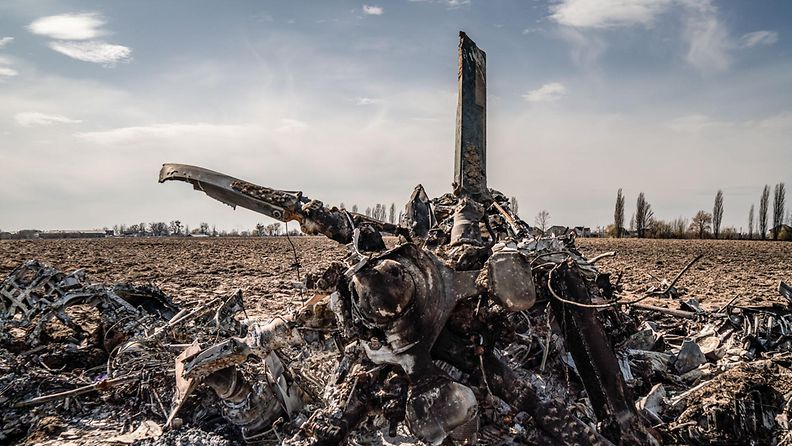 Tuhoutunut helikopteri Ukrainan sodassa LK 27.4.2022
