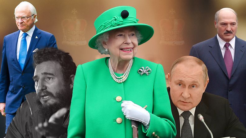 Elisabet II,Putin, Castro, Kaarle Kustaa, Lukashenka