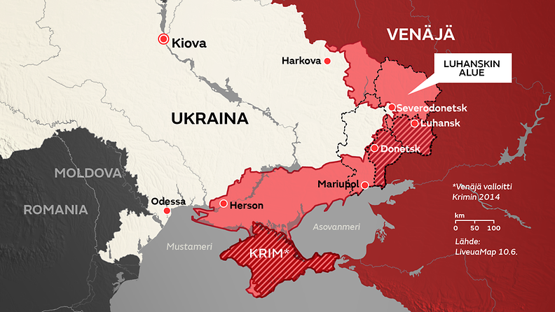 Ukrainan sota 21.6. kartta