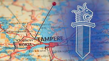 Poliisin logo ja Ylöjärvi kartalla.