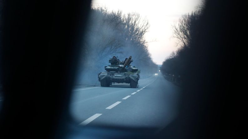 Ukrainalainen tankki 24. päivä helmikuuta Harkovan lähellä.
