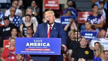 Donald Trump puhuu kannattajilleen Pennsylvaniassa 3. syyskuuta 2022.