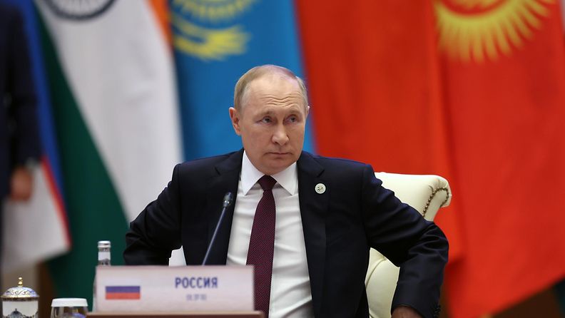 Venäjän presidentti Vladimir Putin Shanghain yhteistyöjärjestön (SCO) kokouksessa Uzbekistanissa 16.9.2022.
