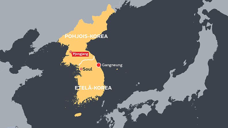 Korea Japani ohjus kartta