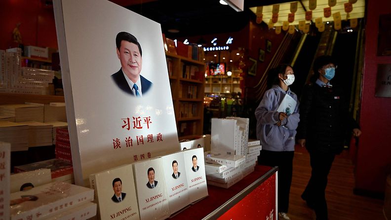 Kiinan presidentti Xi Jinpingistä kertovia kirjoja kirjakaupassa Yan'anissa 15. lokakuuta 2022.