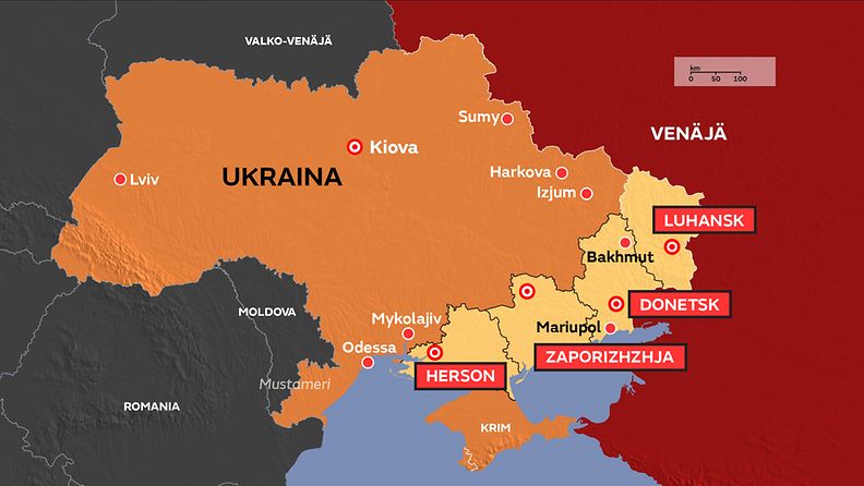 Ukraina kartta 21.10.2022