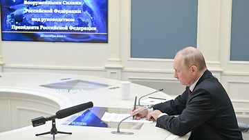 Putin valvoi Venäjän puolustusvoimien ydinaseharjoituksia etäyhteyden välityksellä 26. lokakuuta.