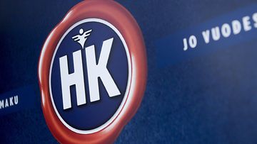 HKScanin logo sinisellä pohjalla.