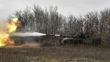 Venäjän T-72 panssarivaunu tammikuussa 2023 Ukrainassa.