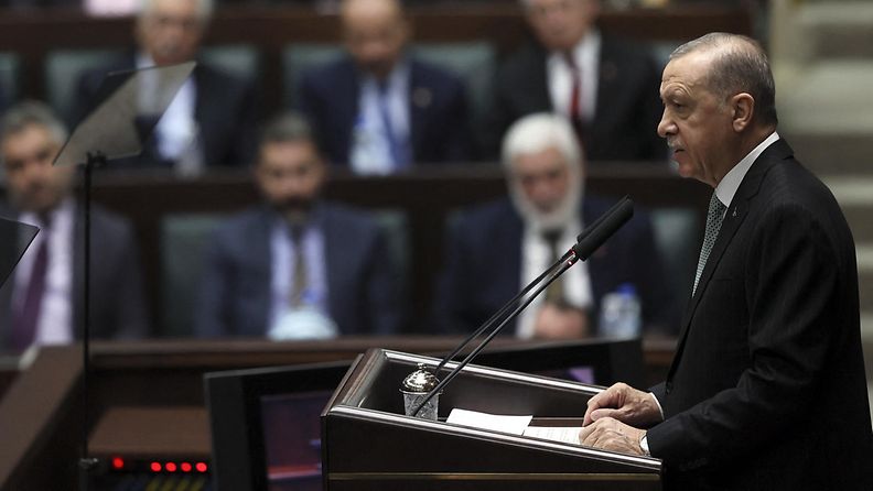 Erdogan Turkin parlamentissa maaliskuussa 2023.