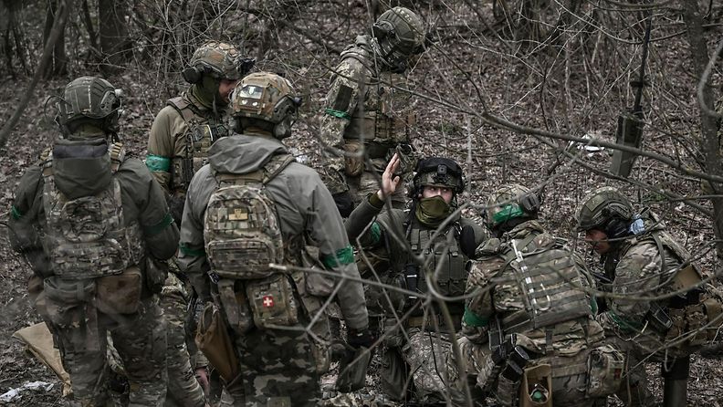 Ukrainan sotilaita Bahmutin ympäristössä maaliskuussa 2023.