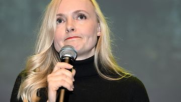 Vihreiden puheenjohtaja Maria Ohisalo puolueen vaalivalvojaisissa Helsingissä, 2. huhtikuuta 2023.