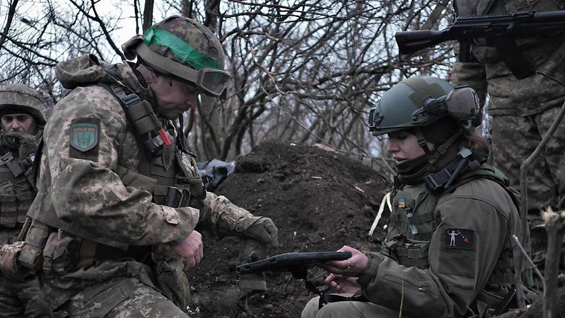 Ukrainalaissotilaita Bahmutin alueella maaliskuussa 2023.