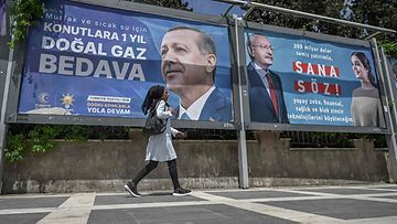 Vaalijulisteita Turkissa 2023.
