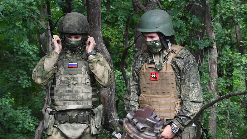 Venäläisiä sotilaita 25. toukokuuta julkaistussa kuvassa. Kuva on Venäjän valtiomedia RIA Novostin julkaisema.