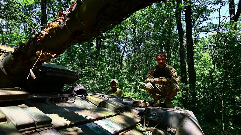 Ukrainan T-72-panssarivaunu Bahmutin alueella kesäkuussa 2023.