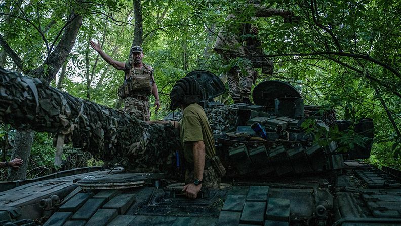 Ukrainan armeijan panssarivaunu Donetskin alueella 8. elokuuta.