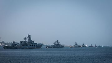 Venäjän sotalaivoja Ukrainan Krimin Sevastopolissa, jota Venäjä on miehittänyt vuodesta 2014. Kuvituskuva on vuodelta 2016.